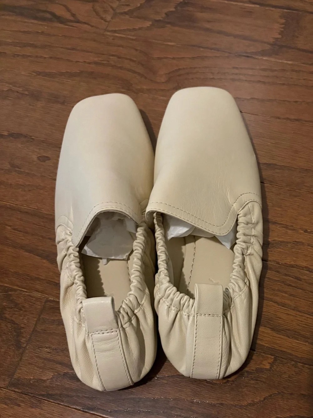 New A.Emery Delphine Eggshell Light Beige Leather Slip-On Loafers Sz 40 9.5